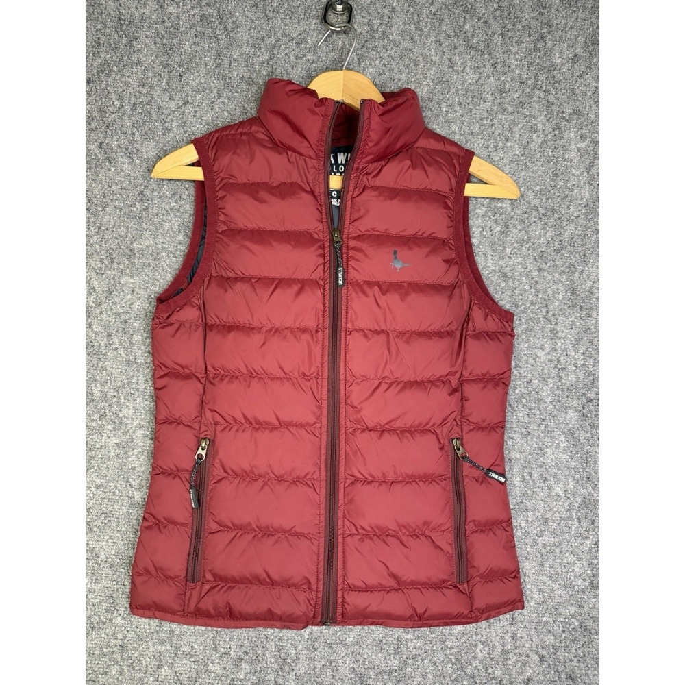 Women's Jack Wills Puffer Vest Size 2 Maroon Full Zip